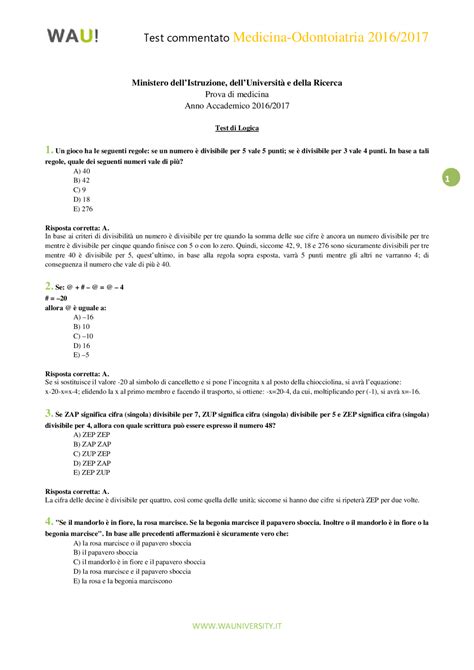 test medicina 2016 commentato